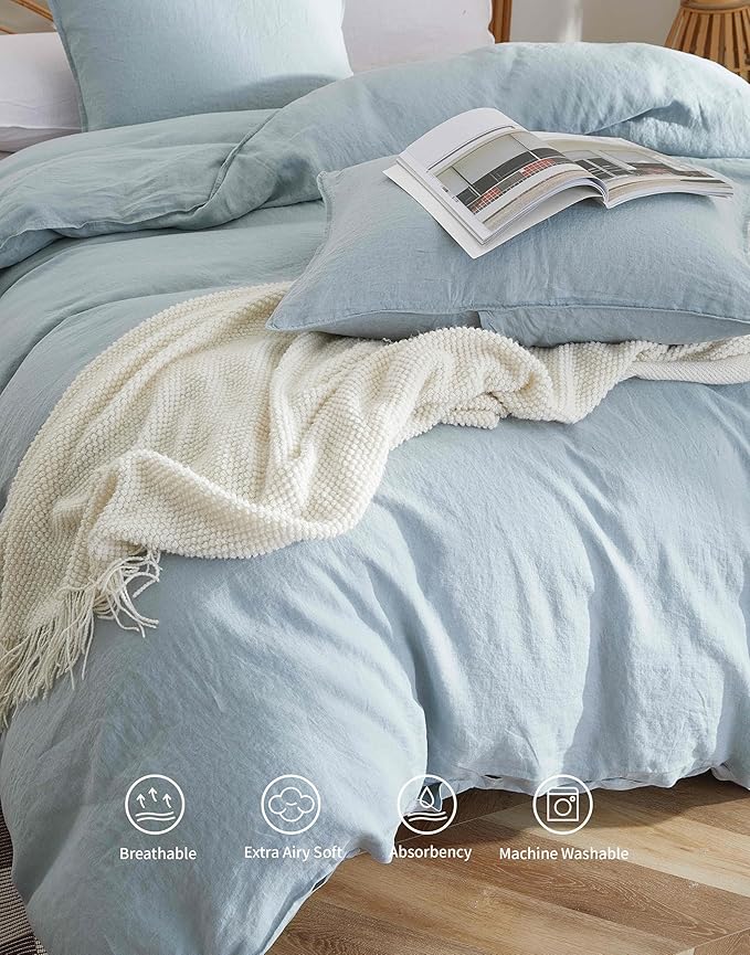Linen Duvet Cover Set - Queen - 3 Piece