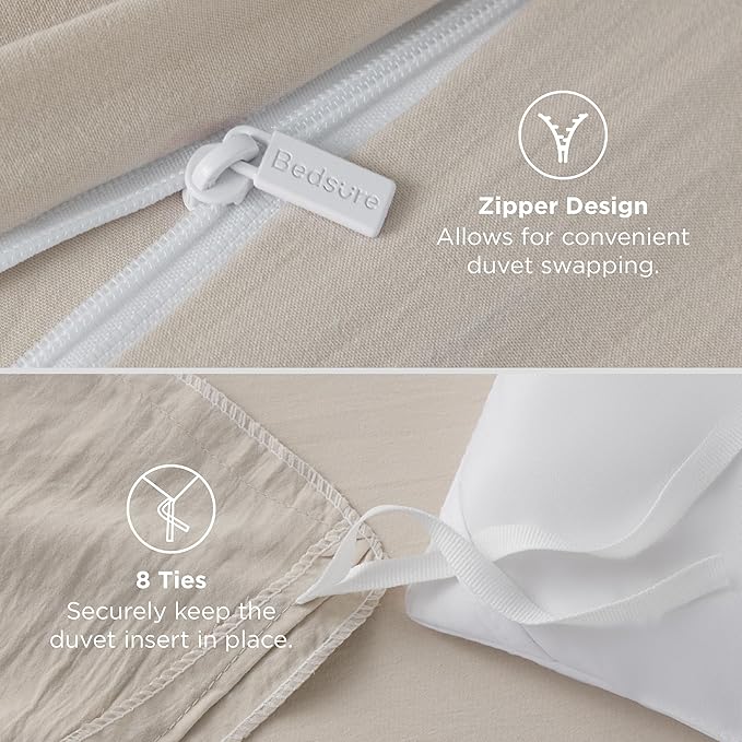Linen Duvet Cover Set - Queen - 90 x 90 in - 3 Piece