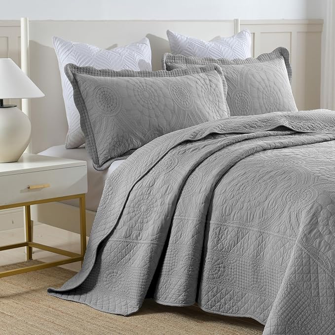100% Cotton Quilt Set - King - 3 Piece