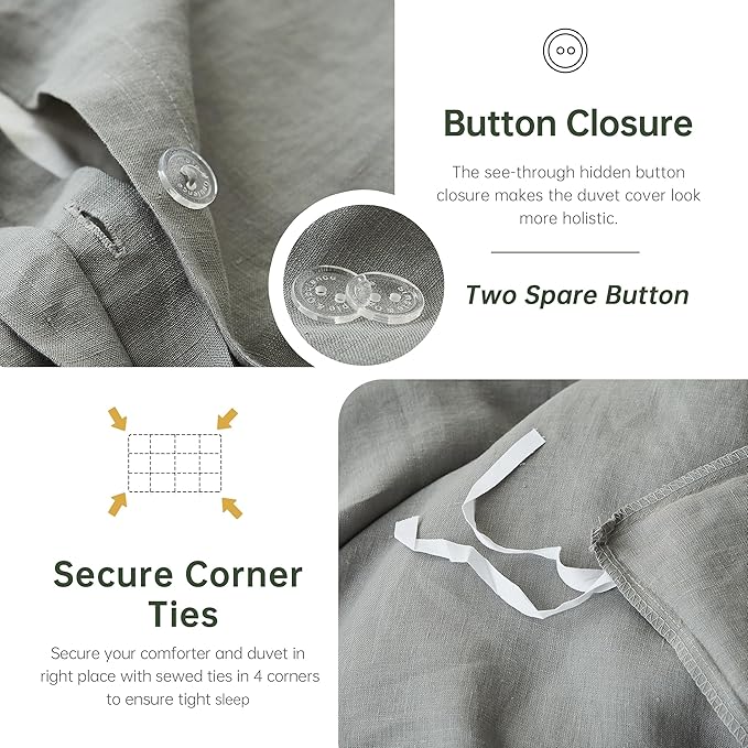 Linen Duvet Cover Set - Queen - 3 Piece