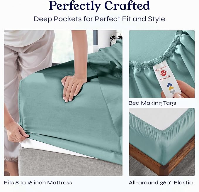100% Cotton Bed Sheet Set - King - 4 Piece