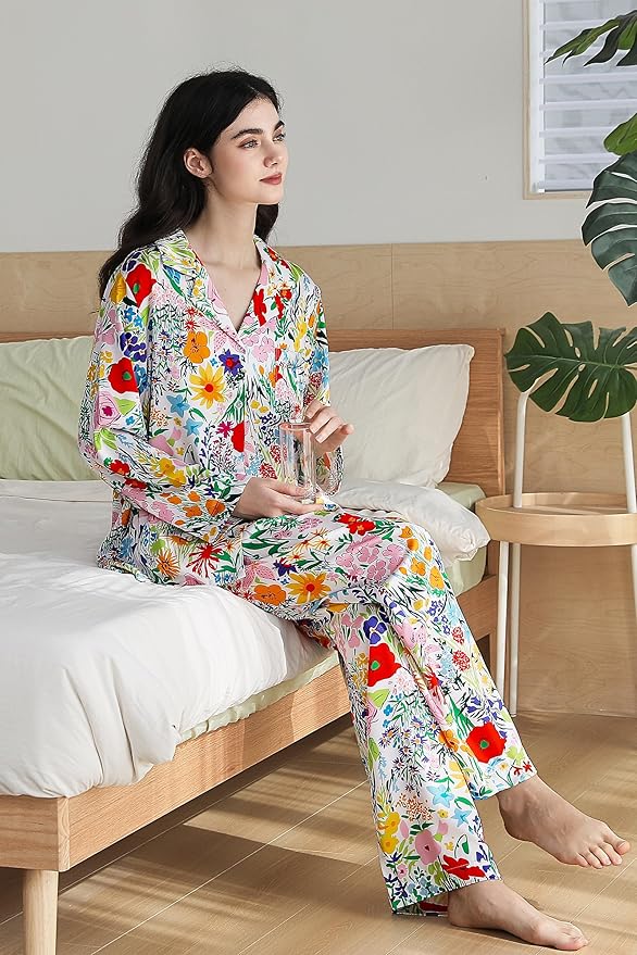 Satin Pajama Set - Long Sleeve - 2 Piece