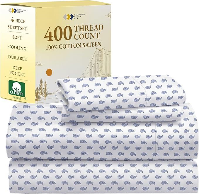 100% Cotton Bed Sheet Set - King - 4 Piece