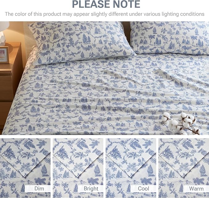 100% Cotton Bed Sheet Set - King - 4 Piece