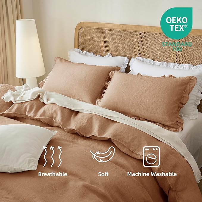 Linen Duvet Cover Set - California King - 3 Piece