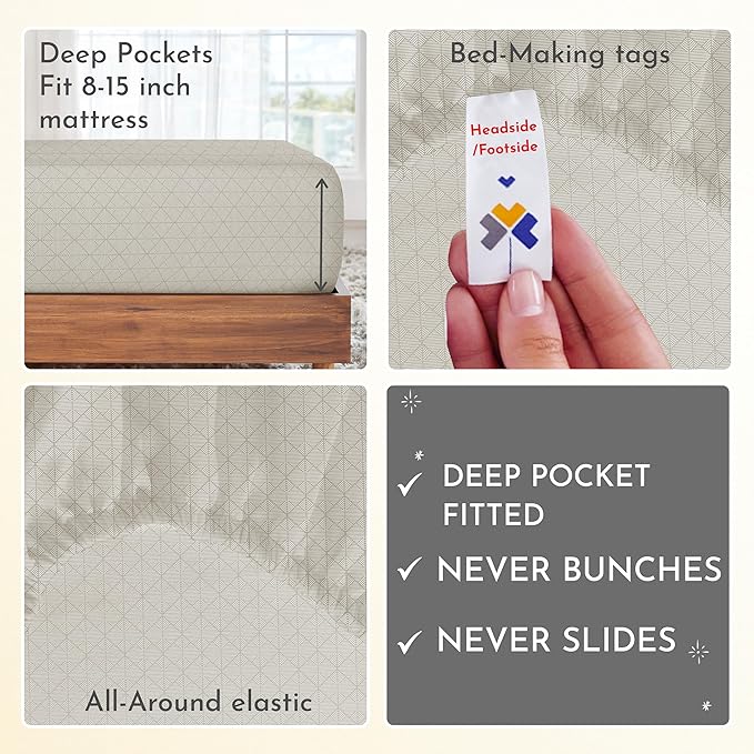 100% Cotton Bed Sheet Set - Twin XL - 3 Piece