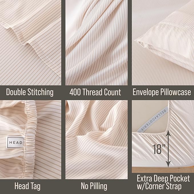 Bamboo Cooling Bed Sheet Set - King - 18 in Deep Pocket