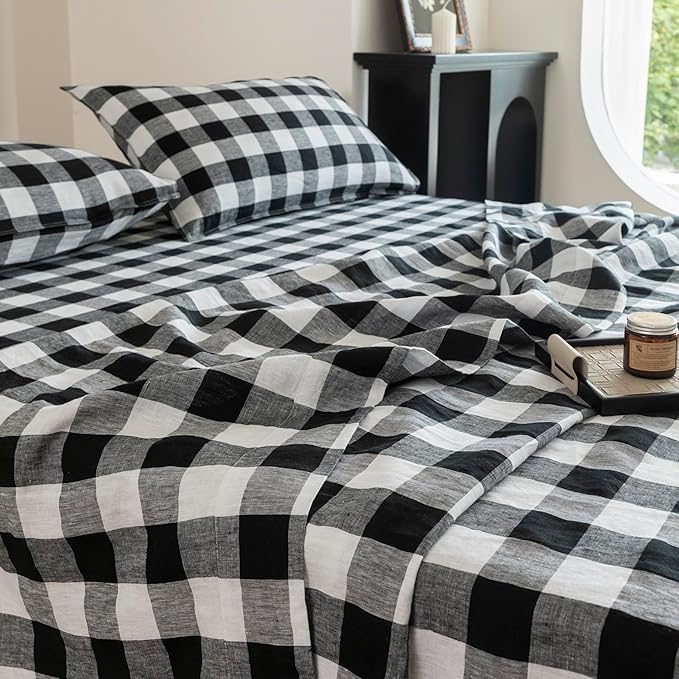 Linen Bed Sheet Set - King - 4 Piece