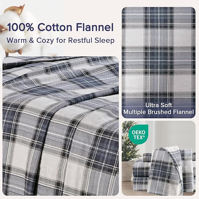 Flannel Bed Sheet Set - King - 4 Piece