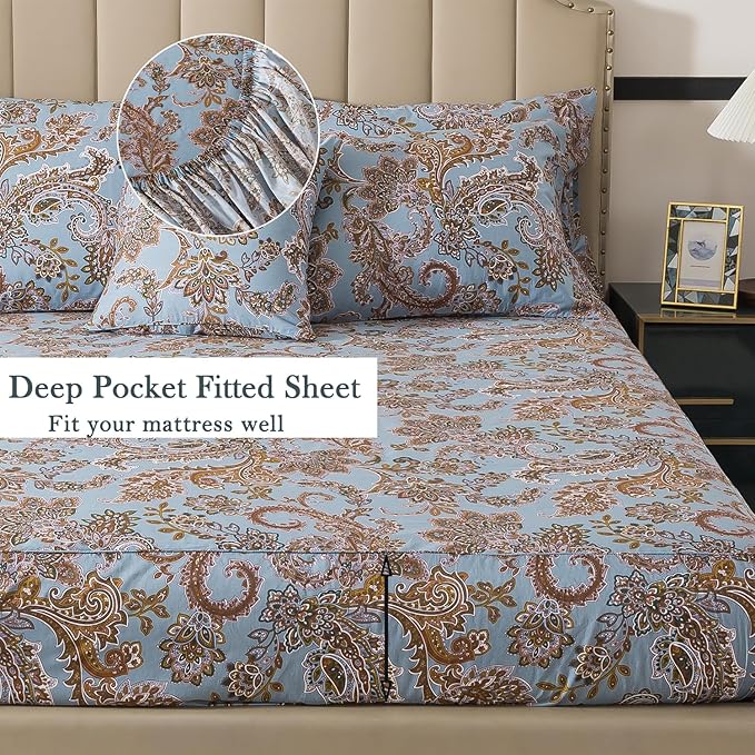 100% Cotton Bed Sheet Set - King - 4 Piece