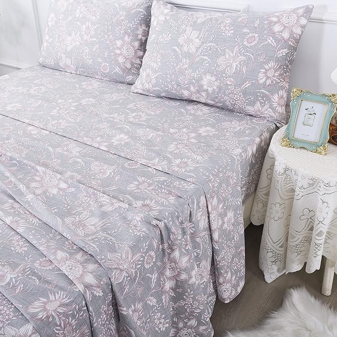 100% Cotton Bed Sheet Set - Twin - 4 Piece