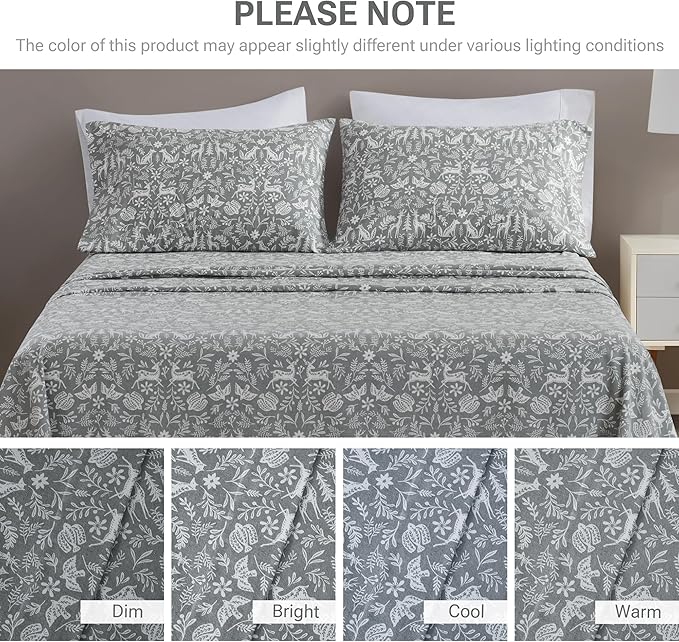 100% Cotton Bed Sheet Set - King - 4 Piece