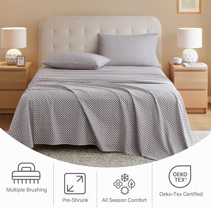 100% Cotton Bed Sheet Set - King - 4 Piece