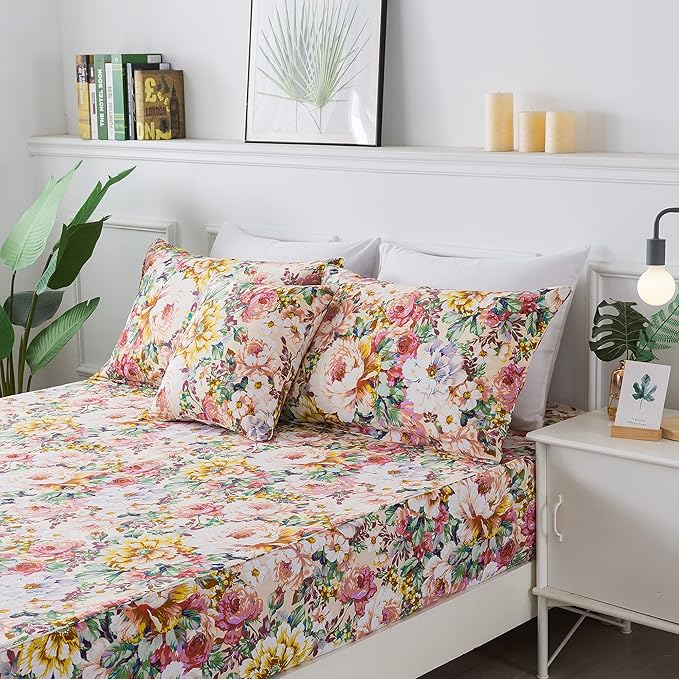 100% Cotton Bed Sheet Set - Full - 4 Piece