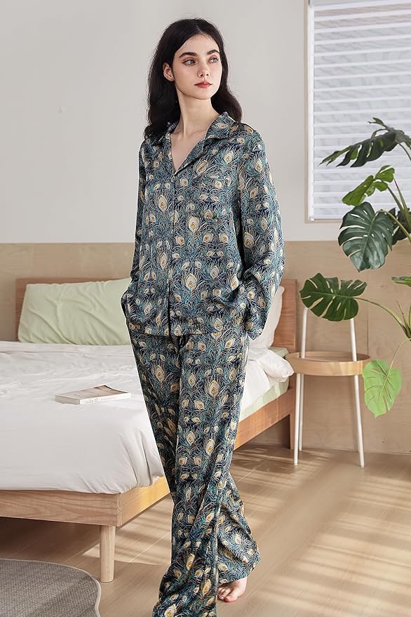 Satin Pajama Set - Long Sleeve - 2 Piece
