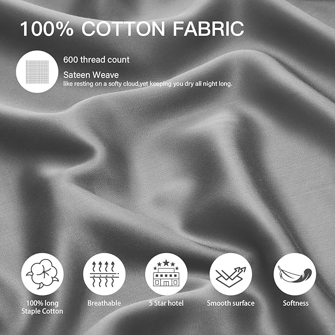 100% Cotton Pillowcase Set - King - 20 x 36 in - 2 Piece