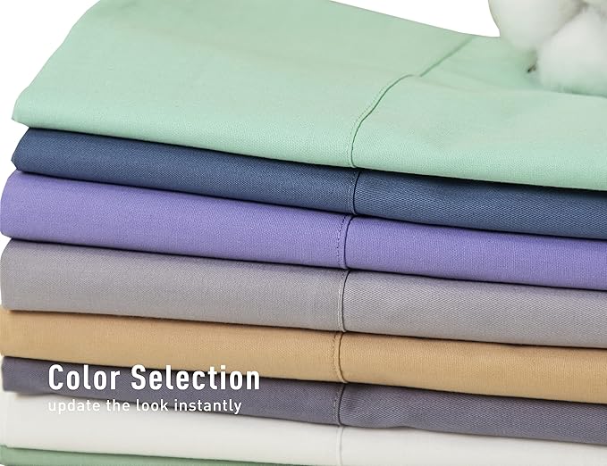 100% Cotton Pillowcase Set - King - 20 x 40 in - 2 Piece