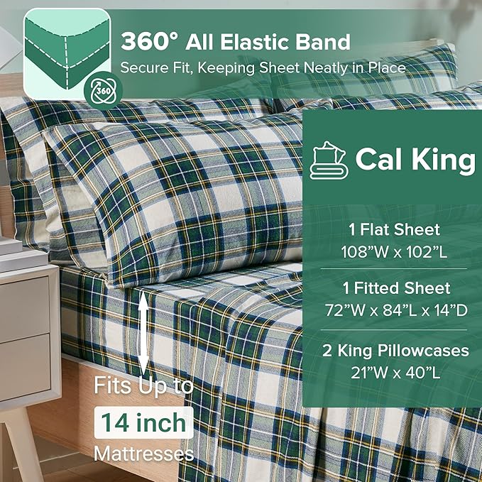 Flannel Bed Sheet Set - King - 4 Piece