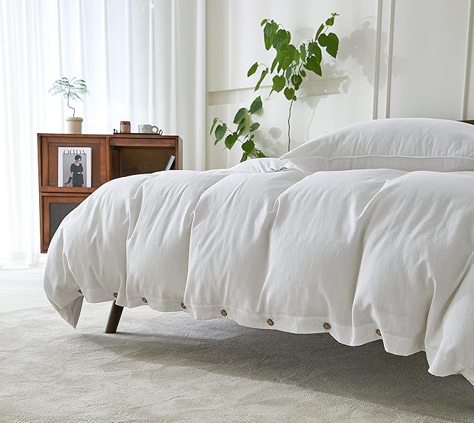 Linen Duvet Cover Set - Queen - 90 x 90 in - 3 Piece