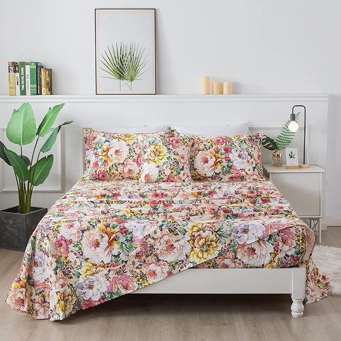 100% Cotton Bed Sheet Set - King - 4 Piece