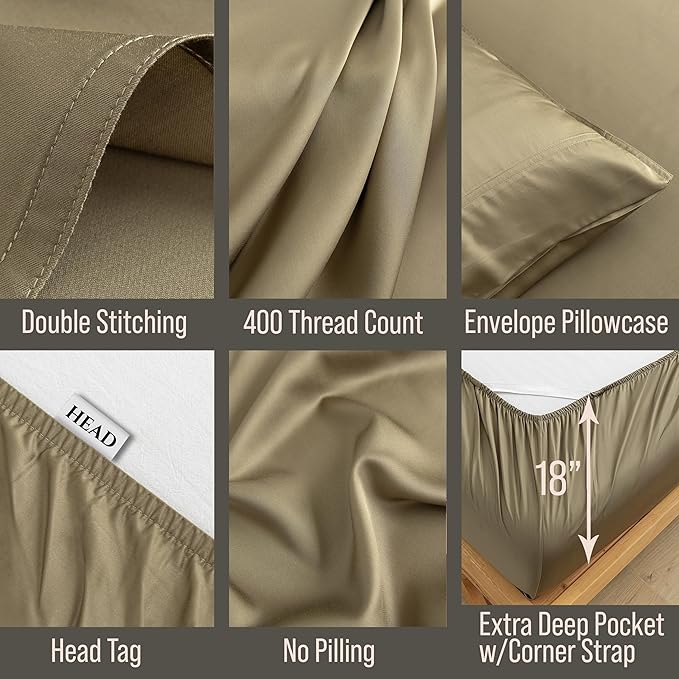 Bamboo Cooling Bed Sheet Set - Full - 18 in Deep Pocket