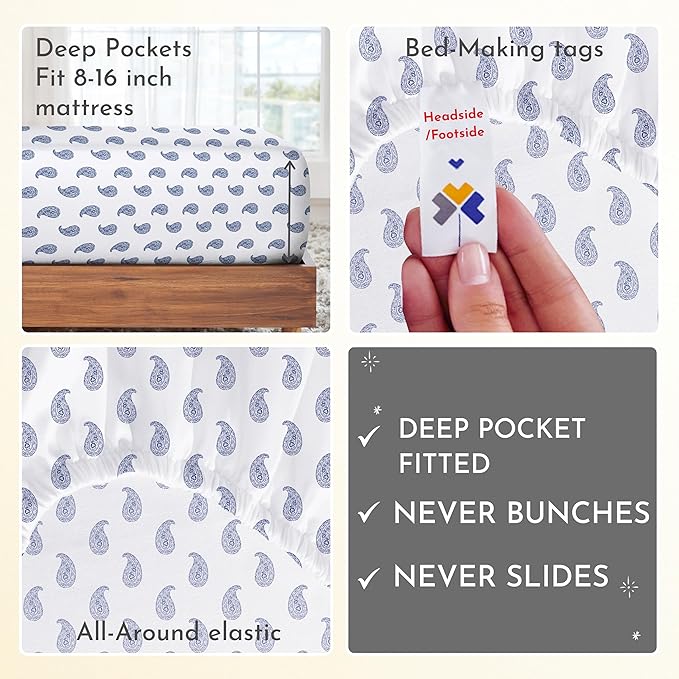 100% Cotton Bed Sheet Set - King - 4 Piece