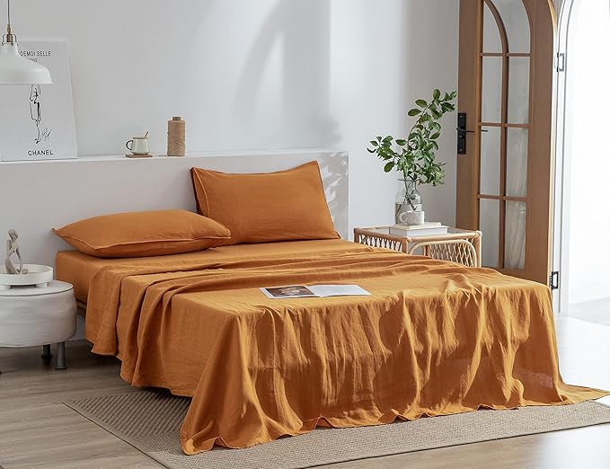 Linen Bed Sheet Set - King - 4 Piece