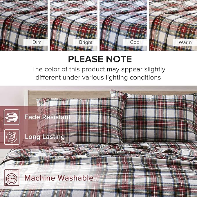 Flannel Bed Sheet Set - King - 4 Piece