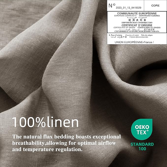 Linen Bed Sheet Set - Queen - 4 Piece