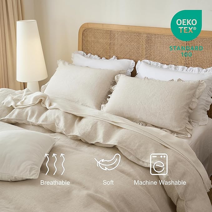 Linen Duvet Cover Set - King - 3 Piece