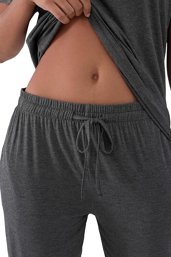 Women's Bamboo Pants Pajama Set - Short Sleeve - 2 Piece