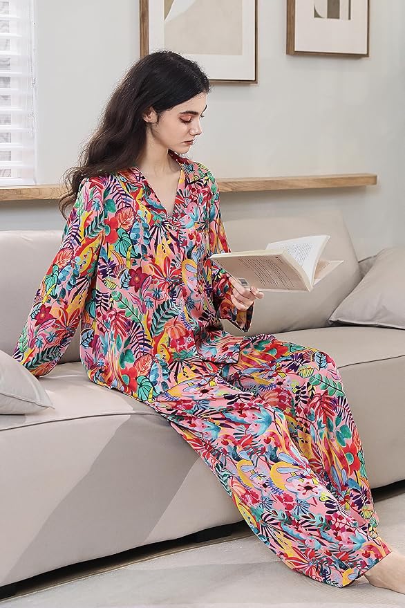 Satin Pajama Set - Long Sleeve - 2 Piece