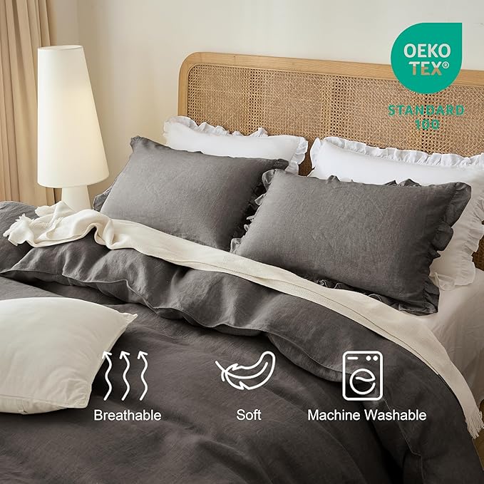Linen Duvet Cover Set - King - 3 Piece