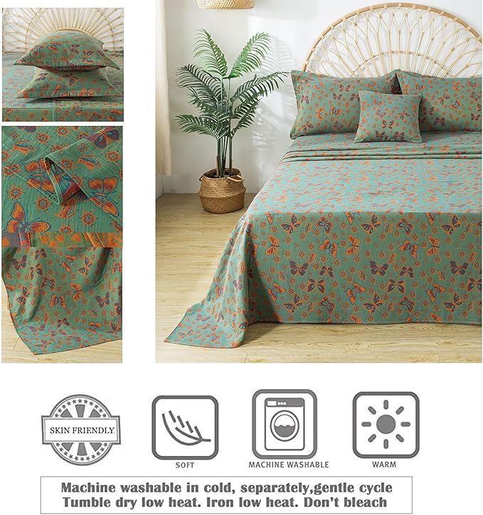 100% Cotton Bed Sheet Set - Queen - 4 Piece
