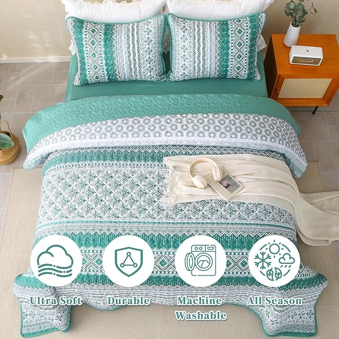 Microfiber Quilt Set - Queen - 3 Piece