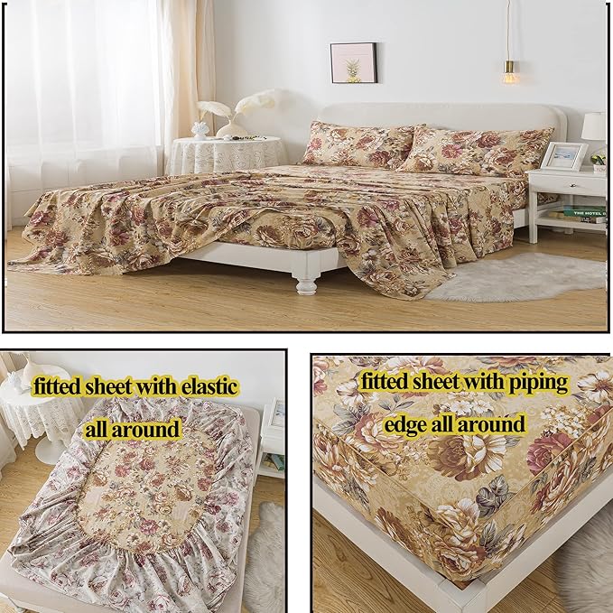 100% Cotton Bed Sheet Set - Twin - 4 Piece