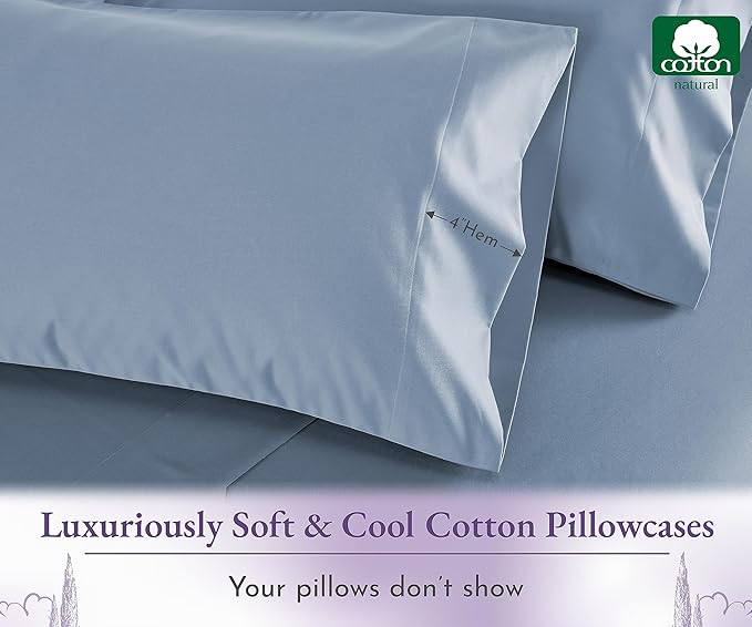 100% Cotton Pillowcase Set - King - 2 Piece