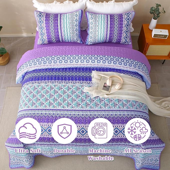 Microfiber Quilt Set - Queen - 3 Piece