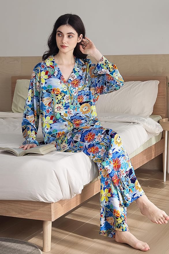 Satin Pajama Set - Long Sleeve - 2 Piece