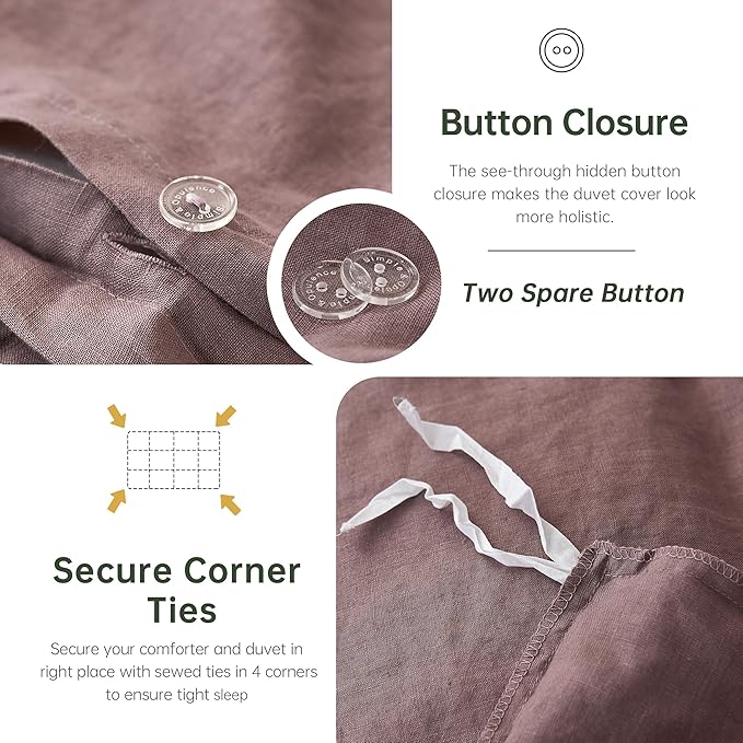 Linen Duvet Cover Set - King - 3 Piece