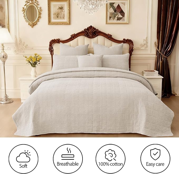 100% Cotton Quilt Set - Queen - 3 Piece