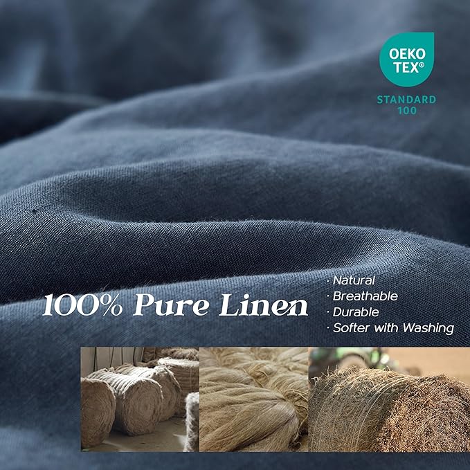 Linen Duvet Cover Set - Queen - 3 Piece
