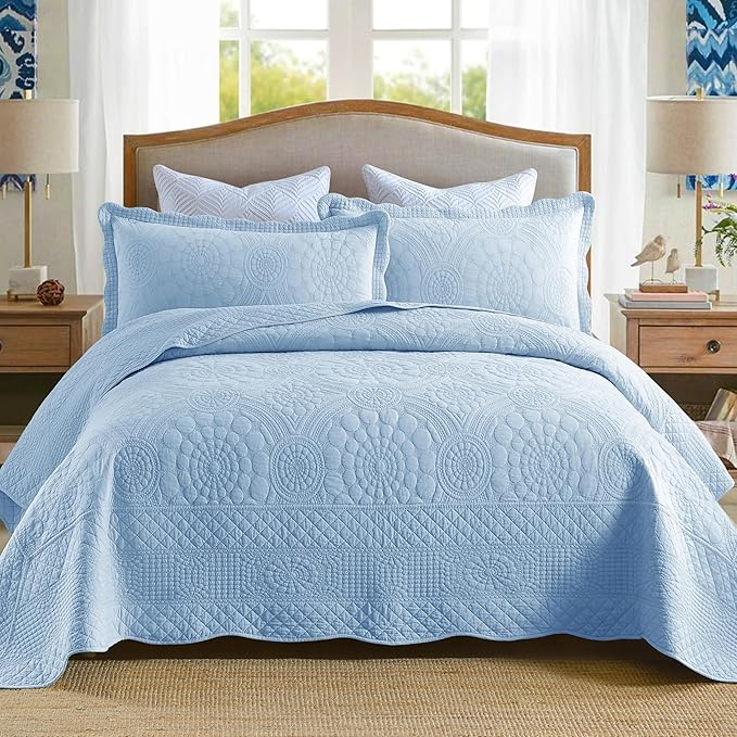 100% Cotton Quilt Set - King - 3 Piece