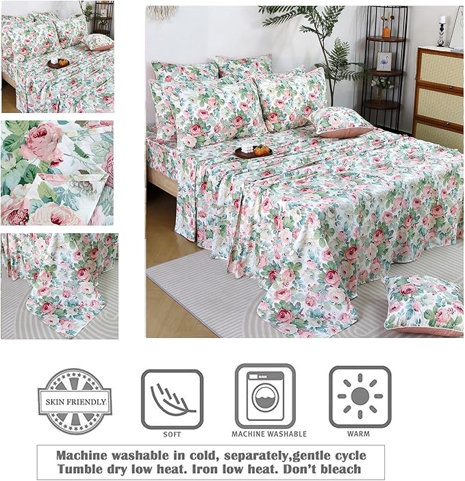 100% Cotton Bed Sheet Set - Full - 4 Piece