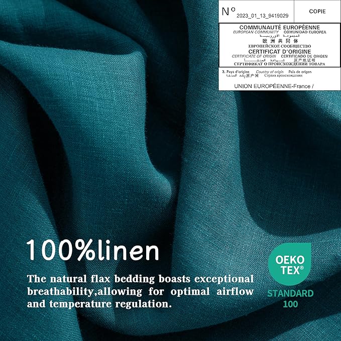 Linen Bed Sheet Set - Queen - 4 Piece