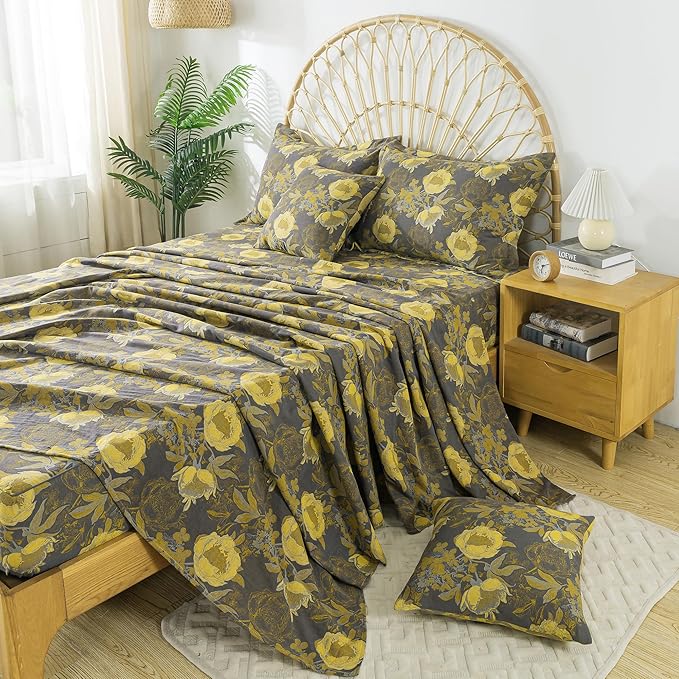 100% Cotton Bed Sheet Set - King - 4 Piece