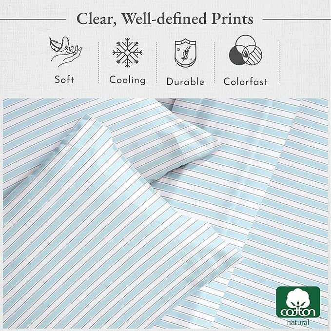 100% Cotton Bed Sheet Set - King - 4 Piece