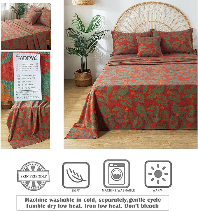 100% Cotton Bed Sheet Set - King - 4 Piece
