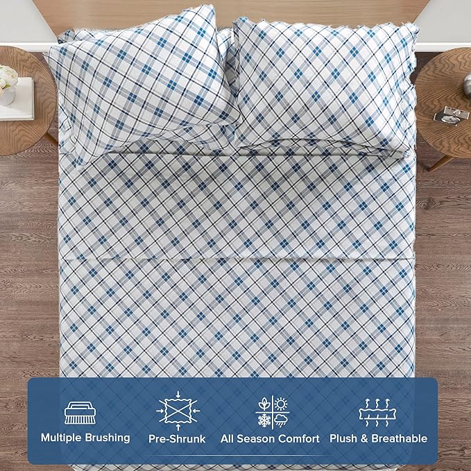 Flannel Bed Sheet Set - Queen - 4 Piece