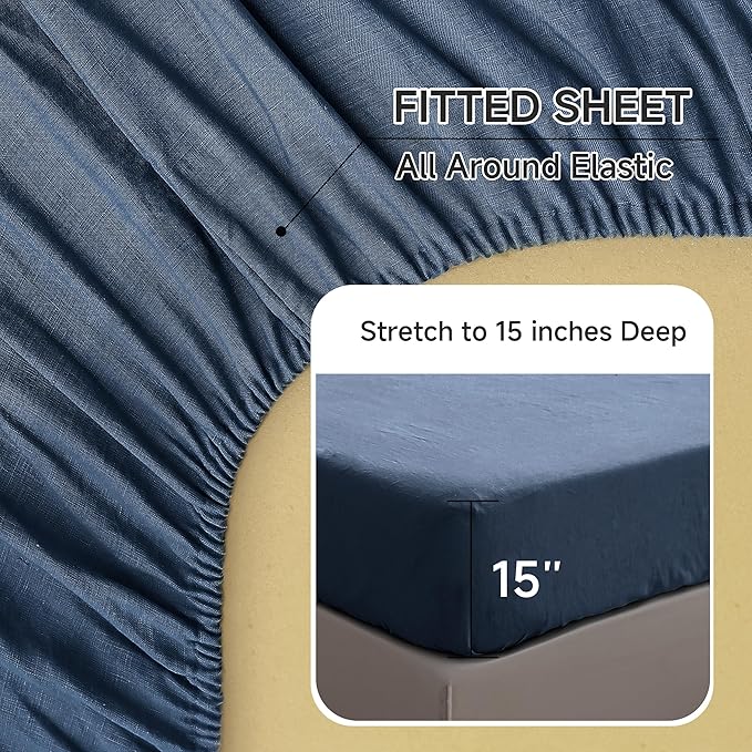 Linen Bed Sheet Set - Full - 4 Piece